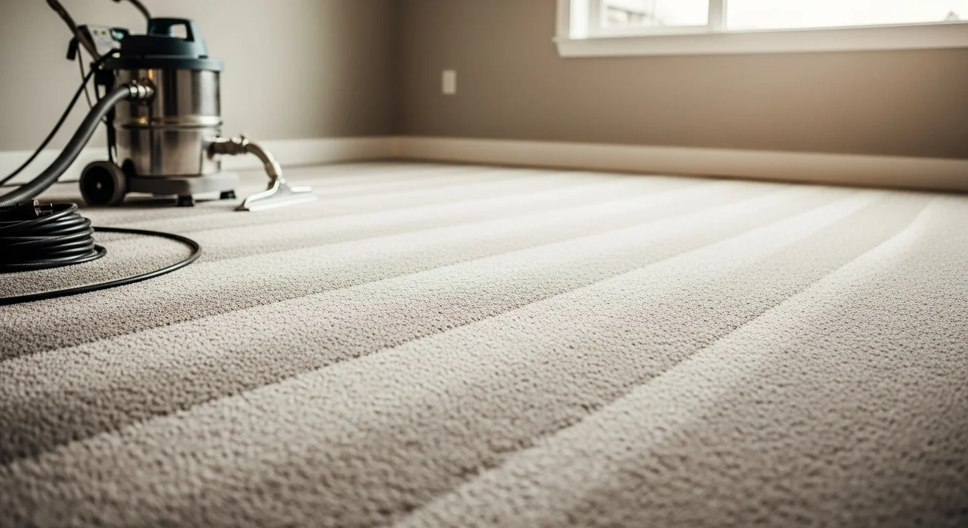 Professional carpet cleaning service in progress