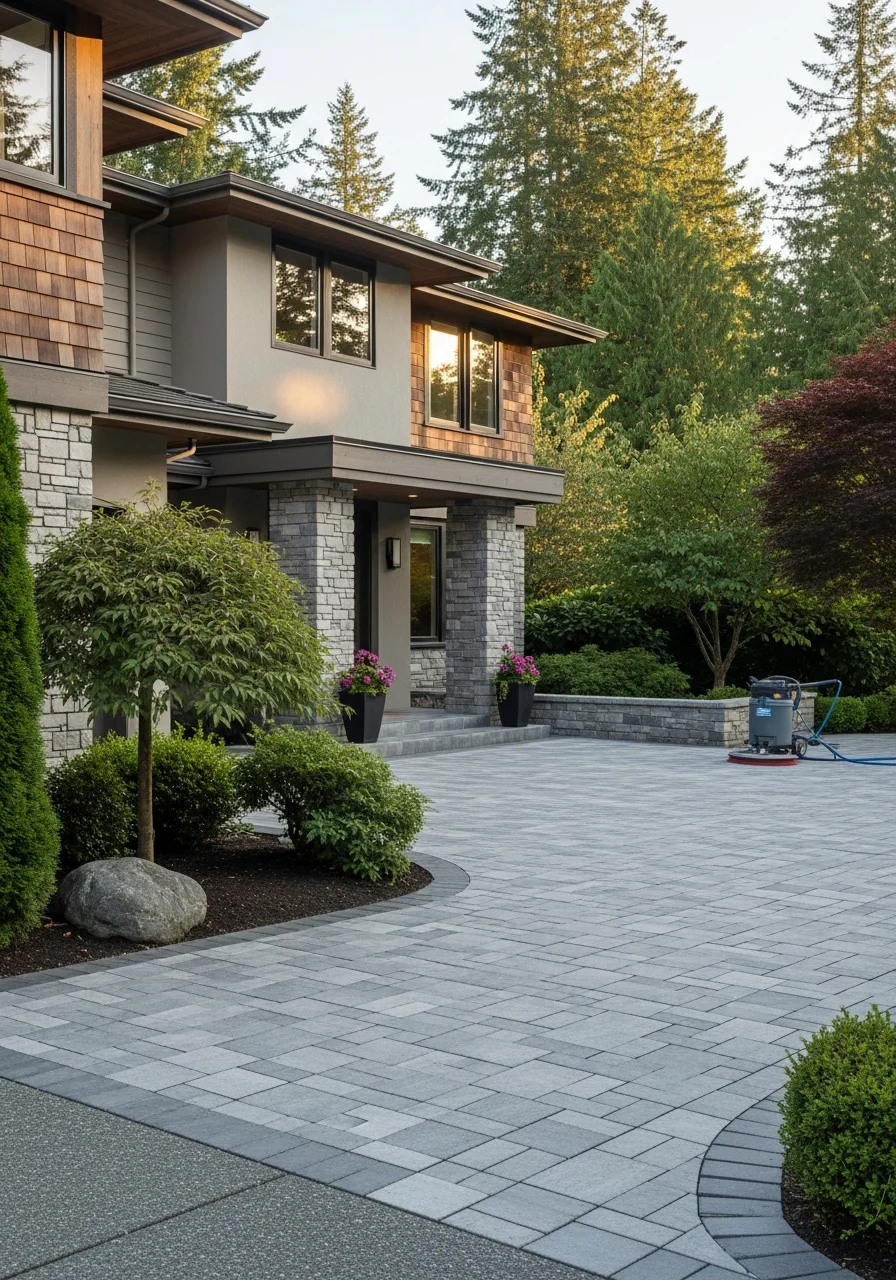 Upscale Bellevue residential property with manicured grounds and contemporary architecture.