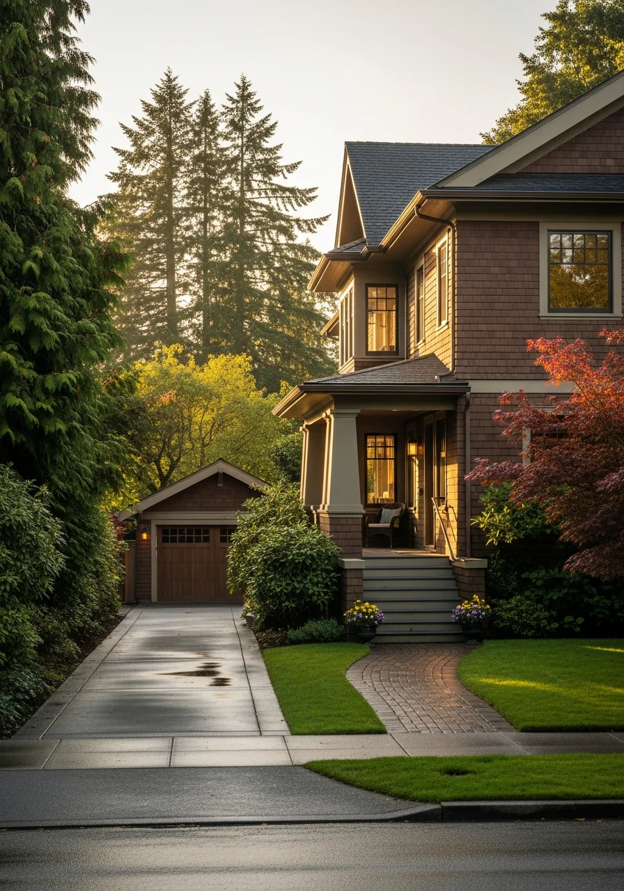 Charming Seattle residential street with mature trees, historic homes, and neighborhood character.