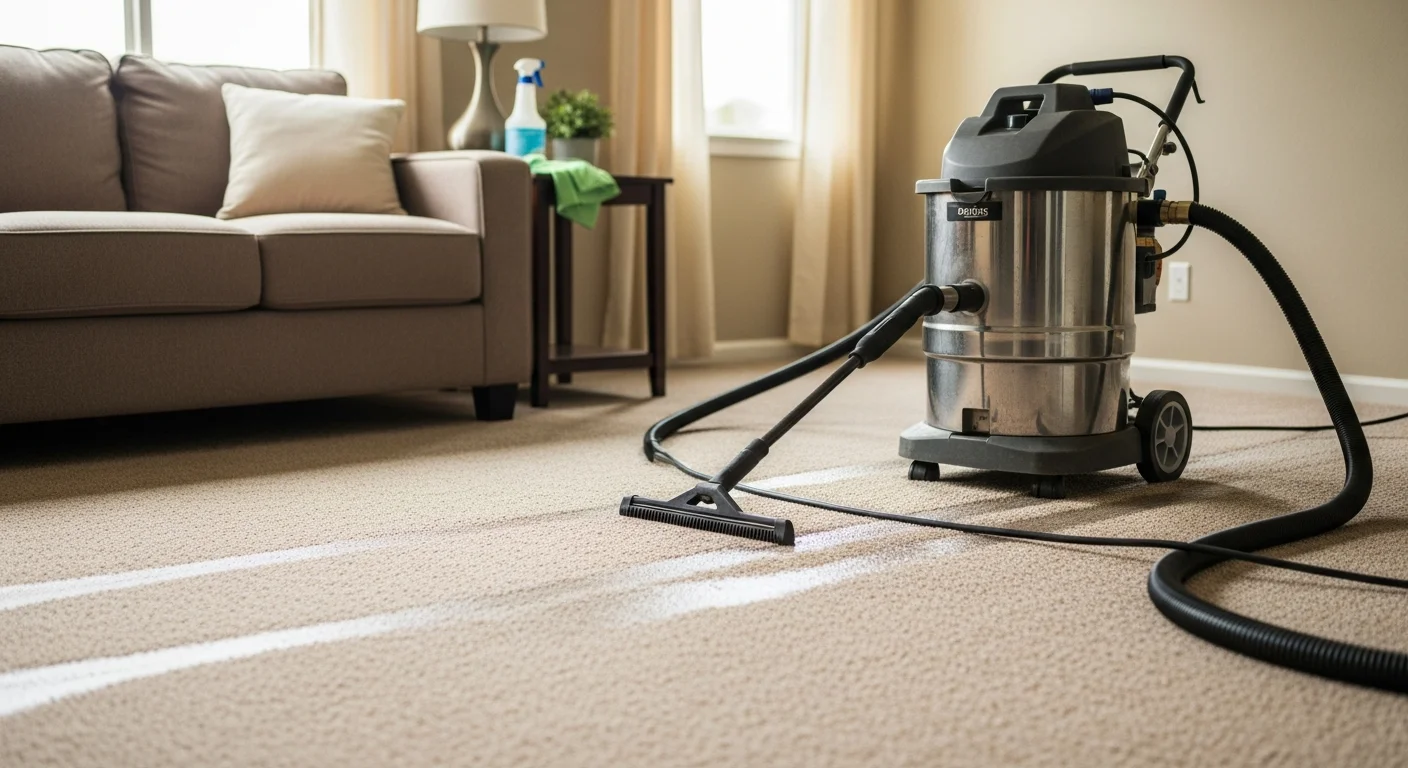 A freshly cleaned carpet in a Redmond, WA residential living room, showing restored color and texture after professional carpet cleaning. A bright, tidy room with no visible stains or soiling in a single-family home setting.